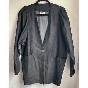 Vintage 90's Go to Pieces Sz Medium Denim Jean Black Jacket Midi Made USA*Read